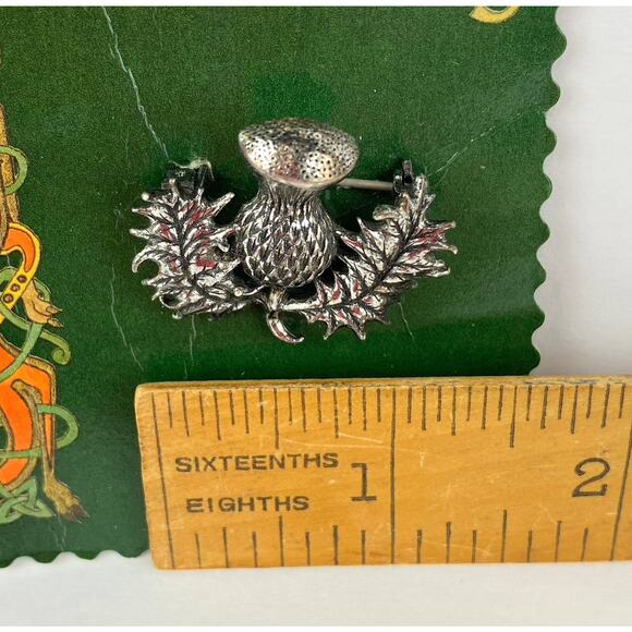 Scottish Thistle Brooch Pin Outlander Celtic Scotland Silver Tone - Picture 3 of 6